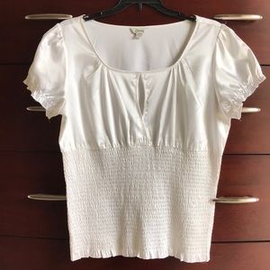 Guess White Smocked Blouse